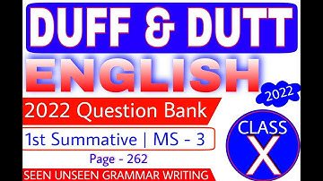 Duff and Dutt English Question Bank 2022 Class - 10 | Class - X English Solution | MS - 3