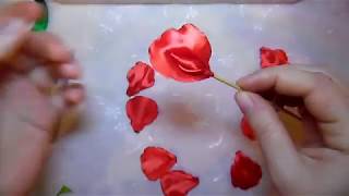 طريقة عمل ورود لتقديم الديدراجي DIY satin ribbon rose flowers (bonbonnière 23