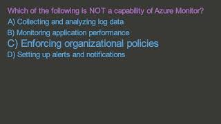 AZ 900 Q&A 3 19 Describe Azure Monitor Including Log Analytics Azure Monitor Alerts And Application