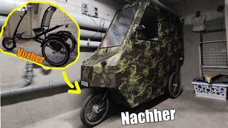 Fahrrad Wohnmobil aus einfachsten Materialien selber bauen / Velocar E-Bike Camper DIY Self-Build