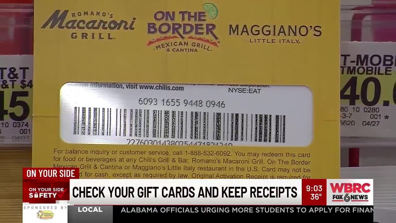 Check your gift cards and keep receipts