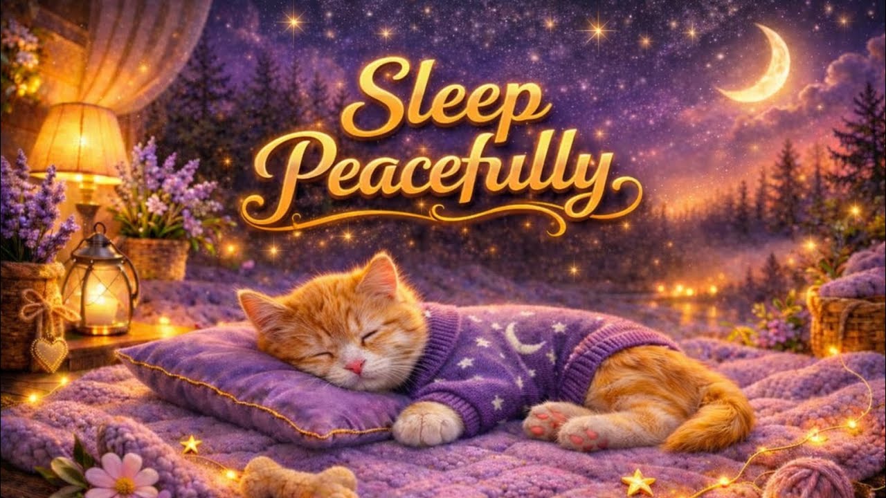 Your Cat Will Sleep Peacefully Tonight 🐱💜 12 Hours Calming Night Music