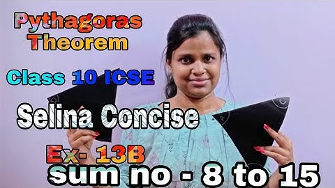 Pythagoras Theorem | Class 9 ICSE | Selina Concise | 13B | Sum No - 8 to 15 |