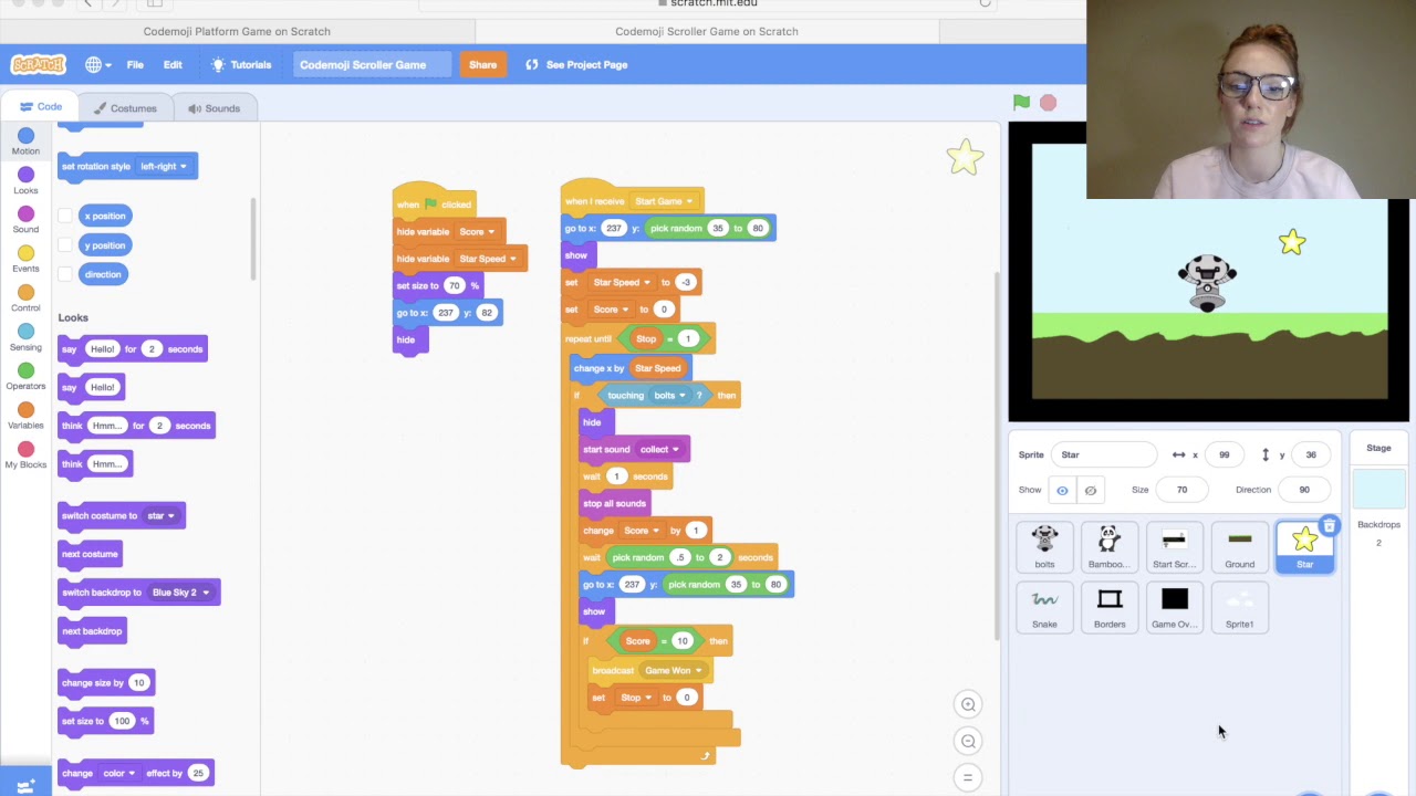 Codemoji Side Scroller Game Built Using Scratch Part 3 - YouTube
