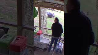 Husband Sips Coffee on Porch as Police Pursuit Tears Across His Yard