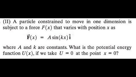 A particle constrained to move in one dimension is subject to a force that varies with position a