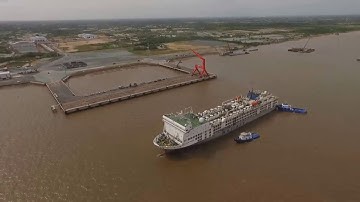 Video Flycam về sự kiện tàu Ocean Swagman cập bến Cảng Quốc tế Long An.