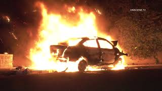Car Bursts Into Flames After Colliding With Wall, Driver Killed | Riverside