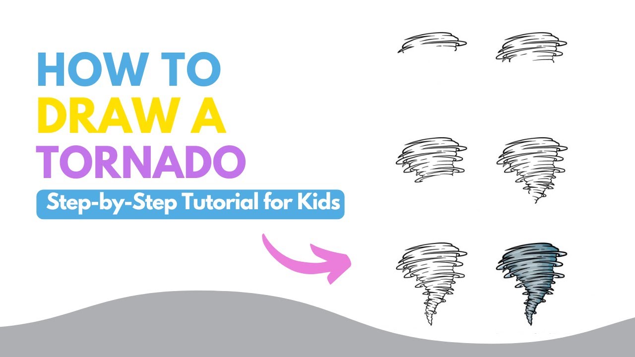 How to Draw a Tornado 🌪 Easy Step-by-Step Drawing for Kids
