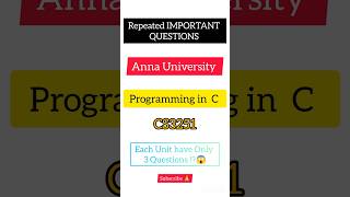 Programming C Important Questions Out 😱⁉️ | Anna University | CS3251 | Tamil