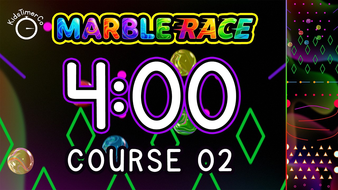 4 Minute Marble Race Timer for Kids | Course 02 🎱