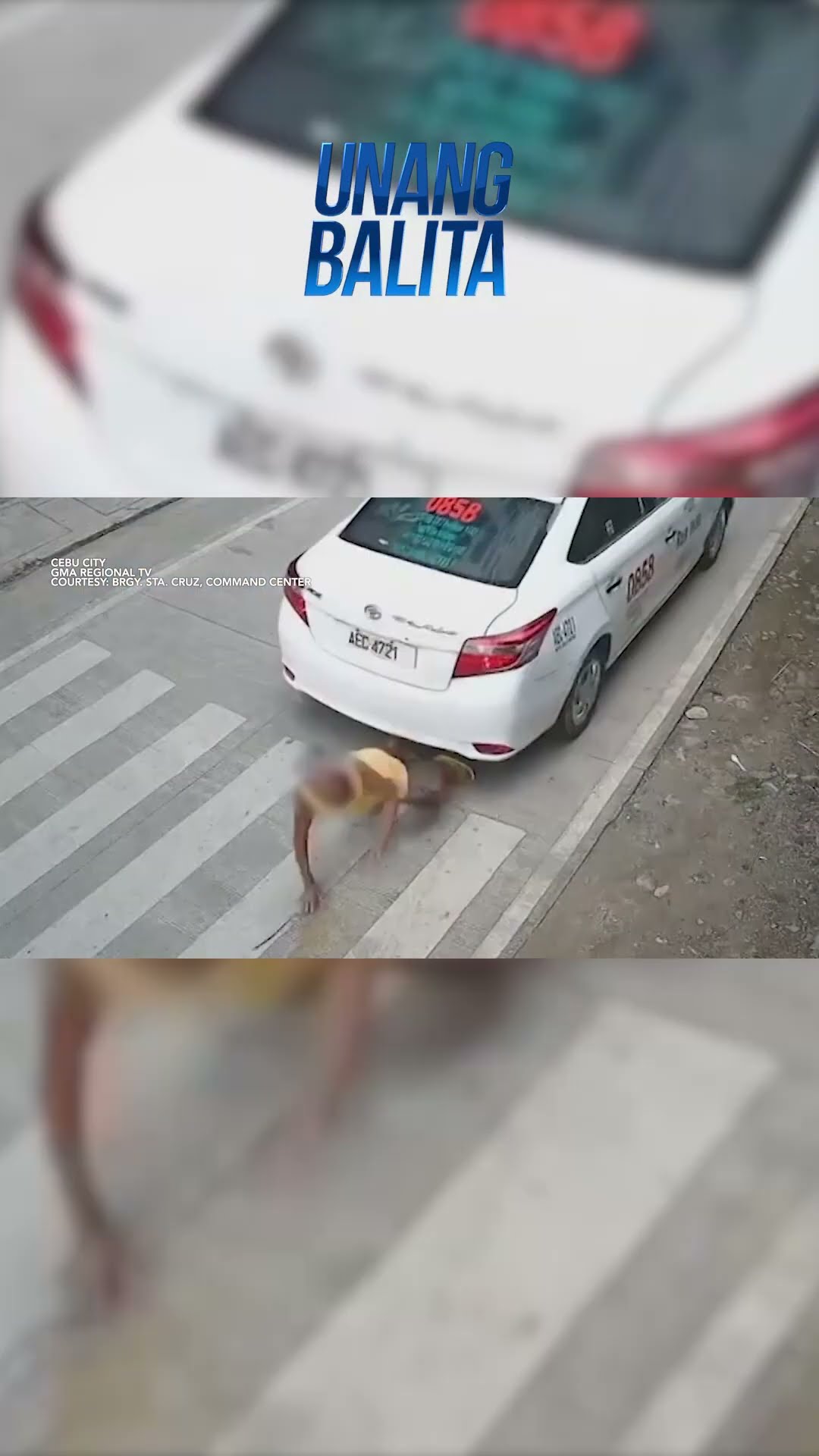 Lolang tumatawid sa kalsada, sugatan matapos maatrasan ng taxi #shorts | Unang Balita
