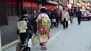 Geisha Walk in Kyoto Gion Hanamikoji | Amazing Beautiful Kimono and Obi 京都、祇園祭直前、花見小路を歩く舞妓さん、感動の着物と帯