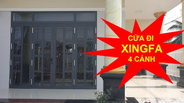 Mẫu cửa 4 cánh nhôm xingfa nhập khẩu màu xám