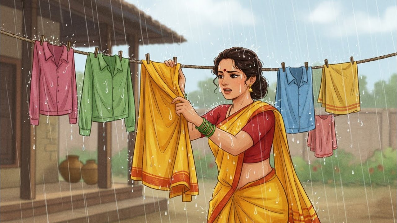 10 Min of Monsoon Peaceful Village Rain | Cozy Ghibli ASMR | Relaxing Dreamy Rain