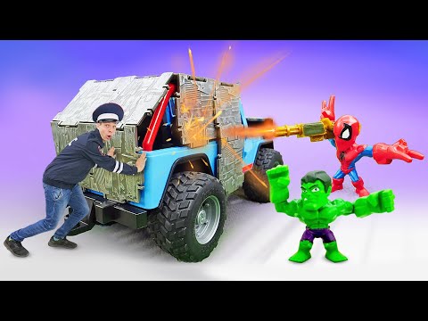 Видео игры супергерои - Человек Паук и Фёдор чинят и прокачивают Машинки! - Игрушки для мальчиков - ПАПА тайм