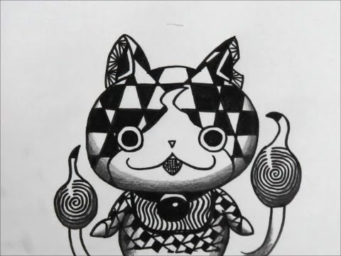 だれでも描ける 線画アート ジバニャン 描いてみた 妖怪ウォッチ ゼンタングル How To Draw Zentangle 요괴워치 Youtube