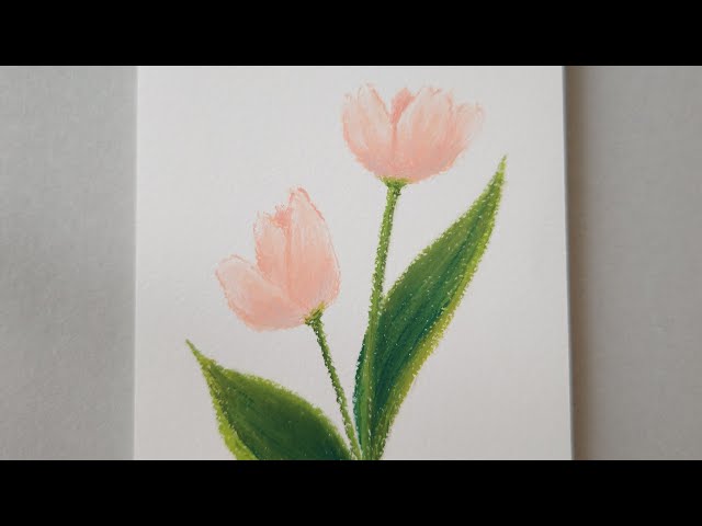 10 チューリップ オイルパステル 오일파스텔 油画棒 oil pastel - YouTube