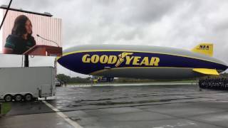 Savannah James christens Goodyear's new blimp