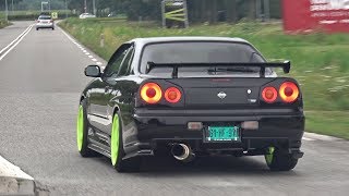 Tuning Cars Leaving a Car Meet! Ford Mustang, Gallardo, GT-R R35, GT86, Impreza, R33 GT-R