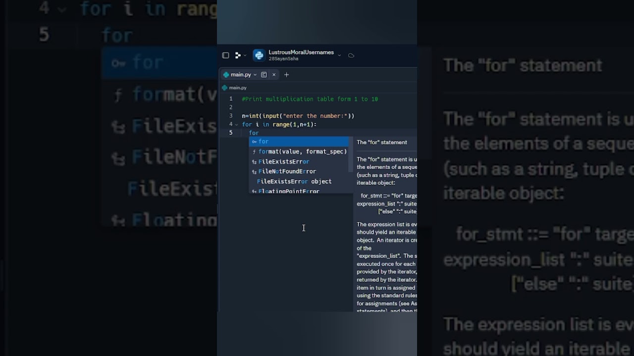 multiplication table 1 to 10 in python 