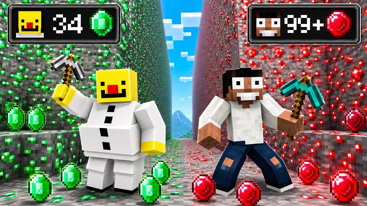 Minecraft, Fat vs Strong Mining Battle Challenge || Minecraft Mods 