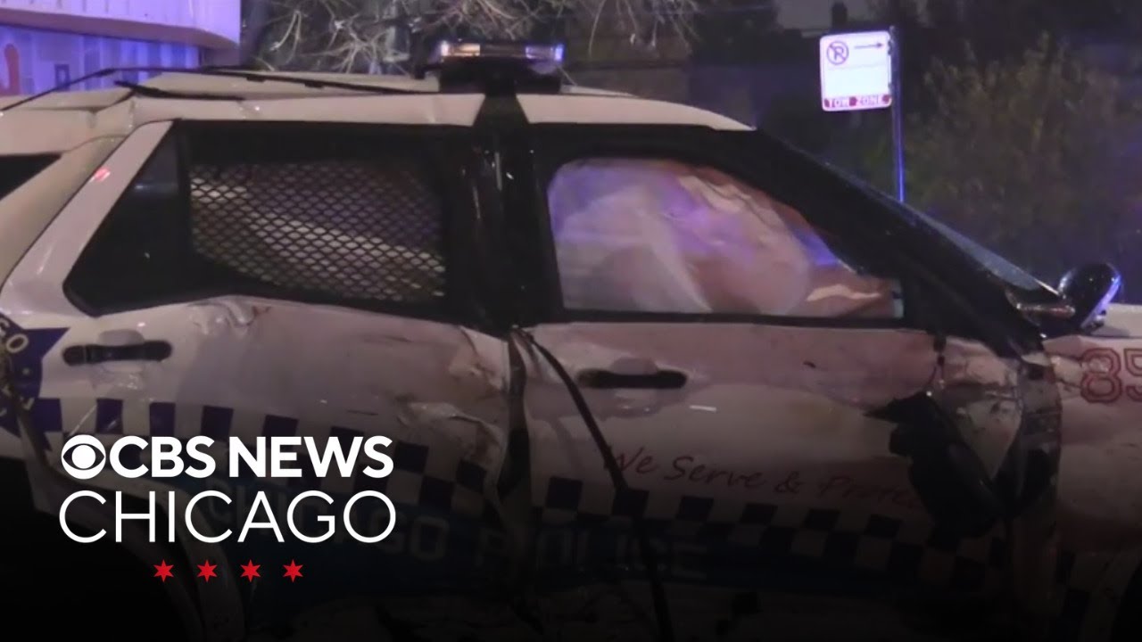CPD patrol car smashed in crash on Chicago's West Side - YouTube