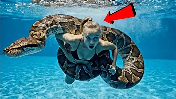 Rescue Team Saves Woman from Massive Python After Shocking Pool Attack