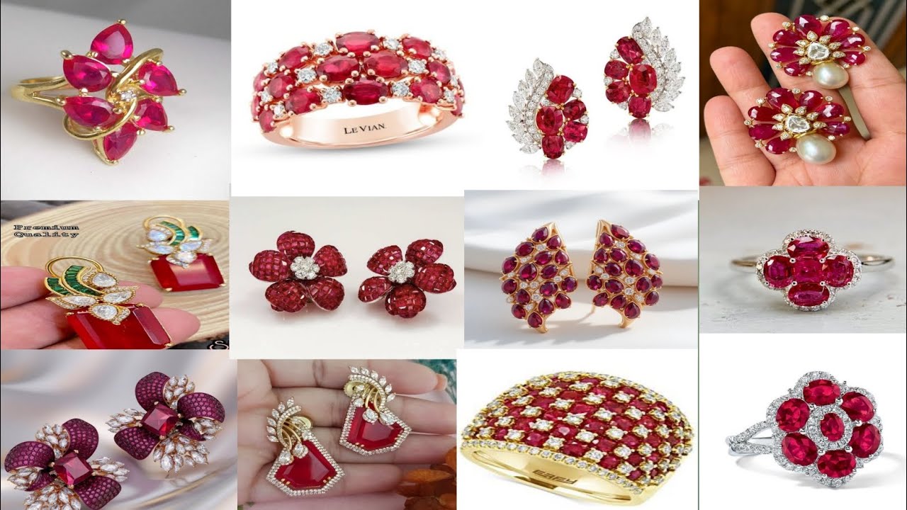 Уникальная коллекция колец с рубинами || Дизайн золотых серег с рубинами ||