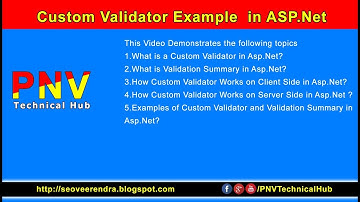 Custom Validator Example  in ASP.Net Video Tutorial