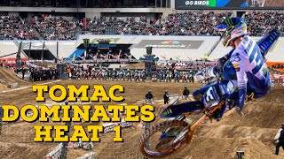 Philadelphia Supercross Eli Tomac takes the win in 450 heat 1