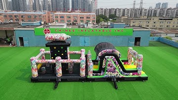 Urban Adventure: Graffiti Style Inflatable Obstacle Course, Slide & Rock Climbing Combo! T7-1556