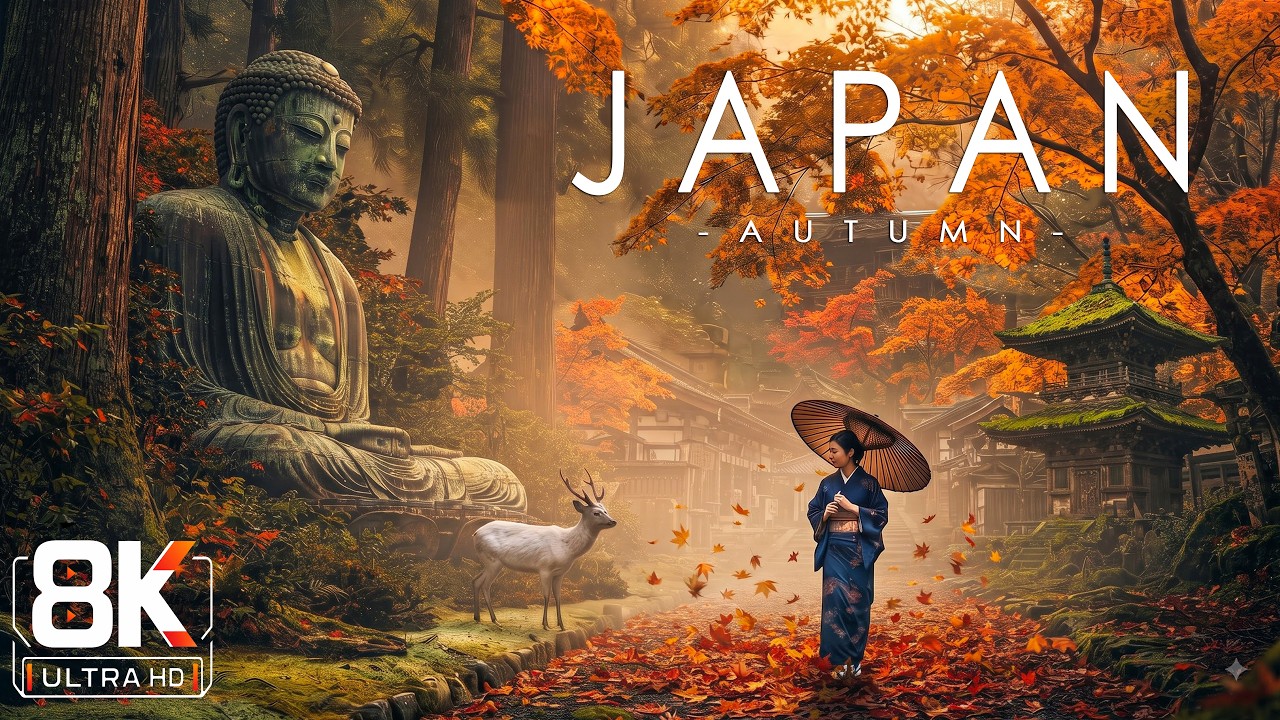 Japan Autumn 8K UHD – Vibrant Fall Colors & Traditional Japan | Relaxing Music