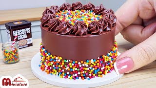 🍫 So Soft Miniature Chocolate Sprinkle Party Cake Recipe | ASMR Cooking Mini Food screenshot 4