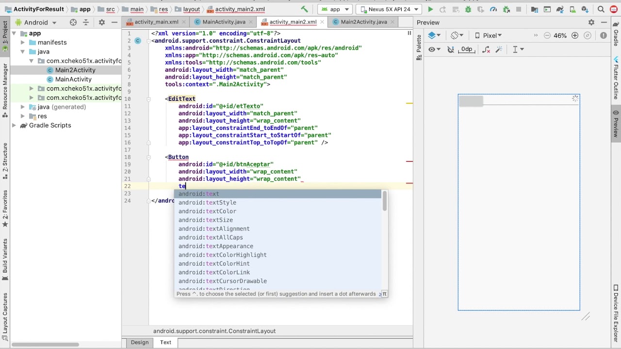 ActivityForResult en Android Studio - YouTube