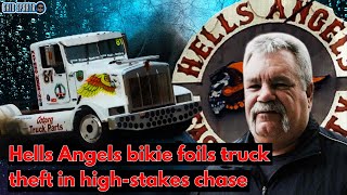 Hells Angels bikie narrowly escapes armed attack in a dramatic truck heist