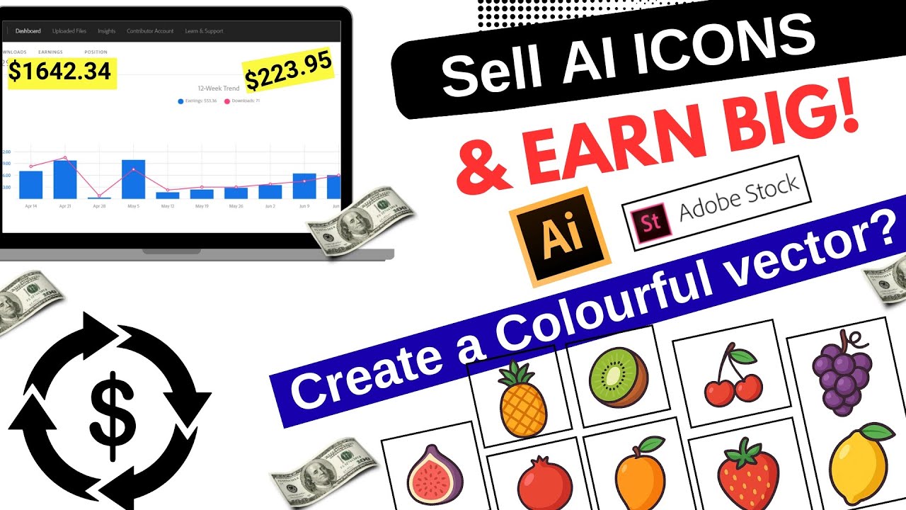 How to Sell AI Icons on Adobe Stock | Make Money with Vector AI Icons | Create Colorful Vectors