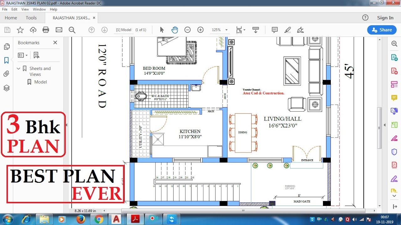 35X45 3Bhk EAST FACING PLAN YouTube