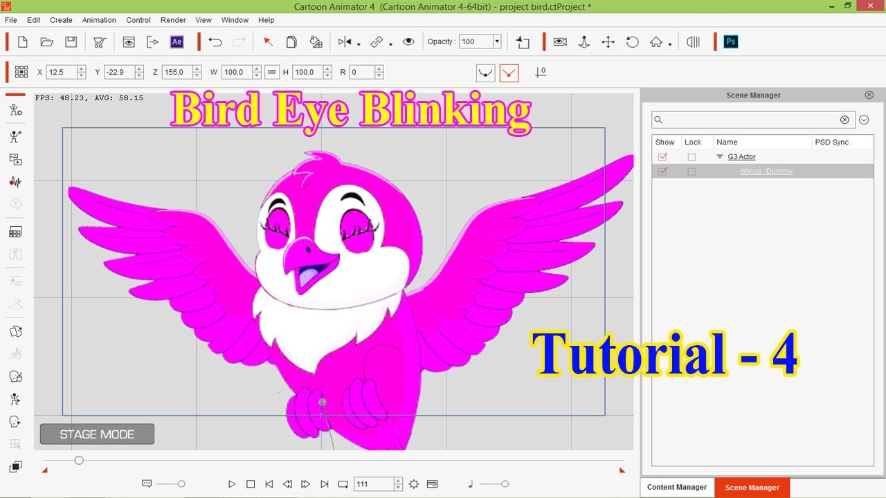 Bird Eye Blinking in Cartoon Animator 4 | Eyes Editing in Adobe ...