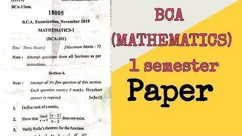 BCA 1st SEMESTER MATHEMATICS PAPER AND FORMAT