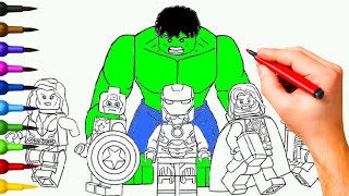 Coloring Page with LEGO Superheroes Marvel LEGO Avengers Coloring Book