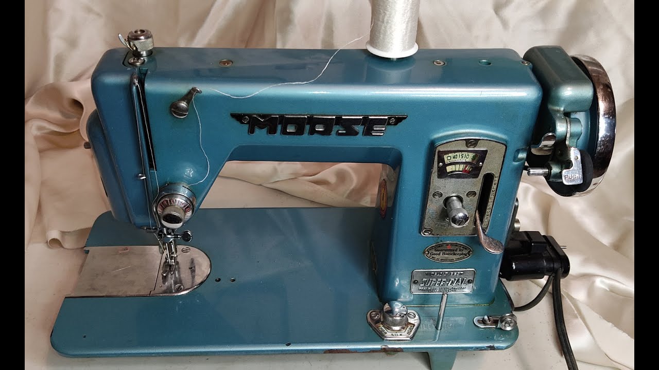 Vintage Morse Straight Sewing Machine Demo, Threading, Bobbin Winding, Sewing.