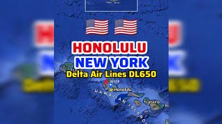 Honolulu, Hawaii to New York 🇺🇸 Flight Route with Delta Air Lines DL650