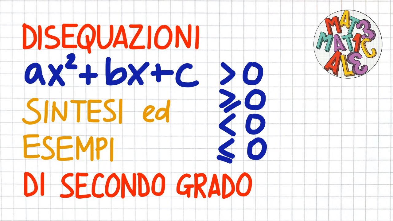DISEQUAZIONI di SECONDO GRADO spiegazione in sintesi ed esempi veloci _ DS10