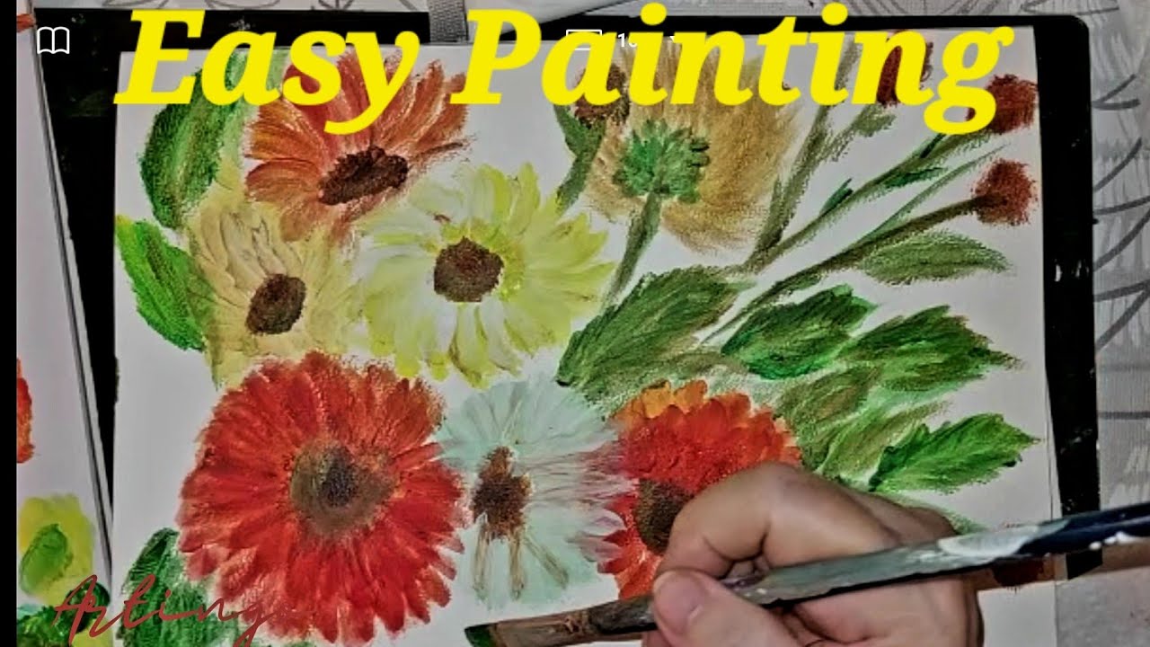 Easy Painting with Acrylic 🎨🏵🌺🌼 - YouTube