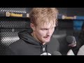 Morgan Geekie, Jordan Harris, and Casey Mittelstadt speak with media after 4-3 to Lightning