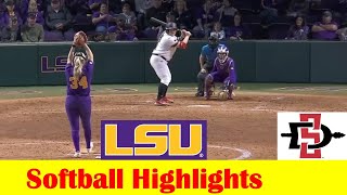 San Diego State vs #5 LSU Softball Game Highlights, March 2 2024