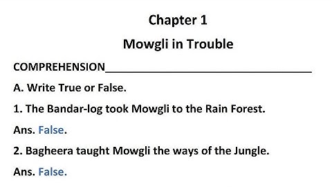 Mowgli in trouble class 6 english ratna sagar new gem question answer exercise solution explanation