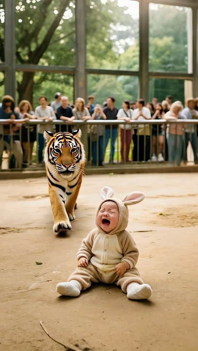The baby accidentally fell into the tiger exhibition area .#animal #short #shorts #shortvideos #cute