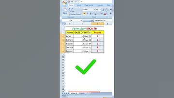 Excel Formula to Extract Month from Date | Month Formula in Excel | #excel #excelformula #shorts